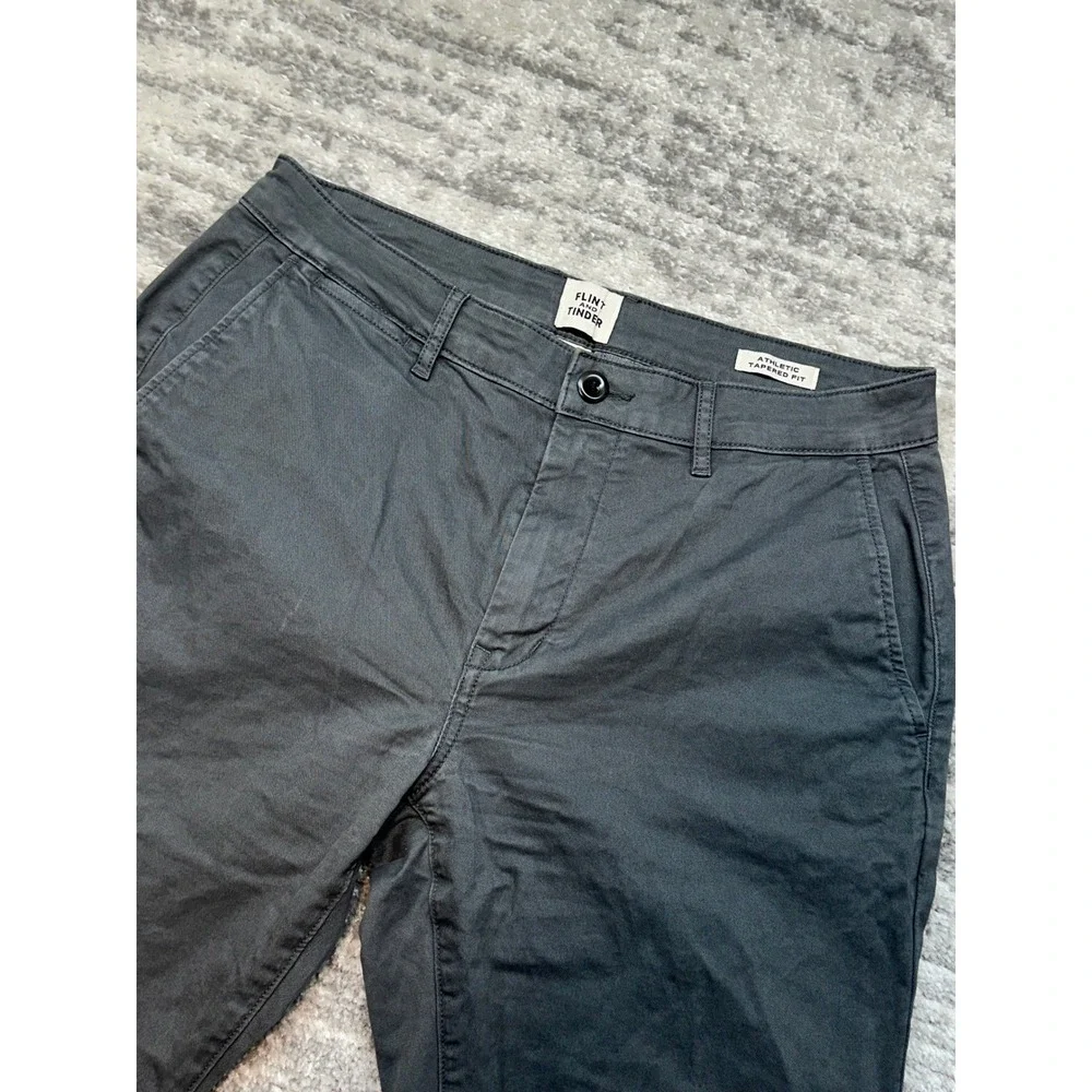 Flint and Tinder Pants Mens 32x30 Gray Athletic Tapered Fit Chino Twill